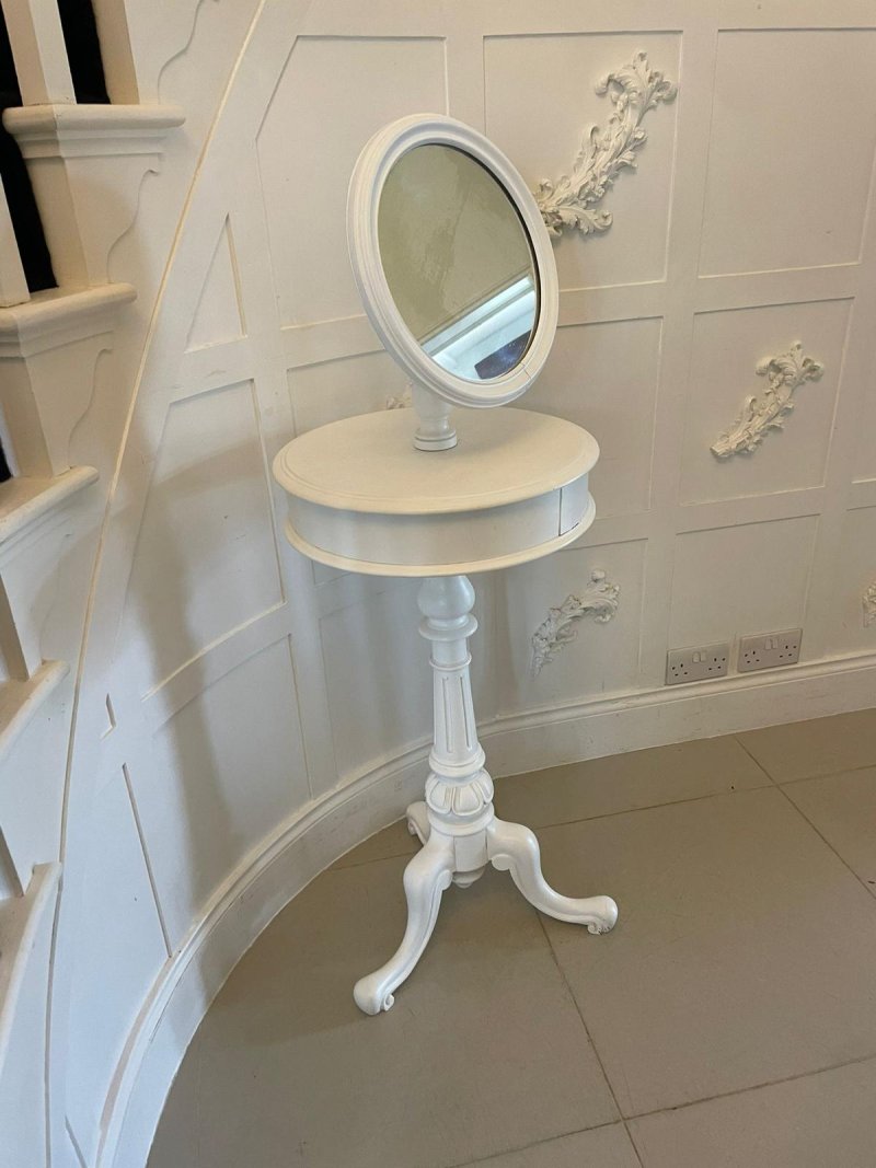 Antique Victorian Painted Adjustable Shaving Stand Vanity Mirror - Image 5